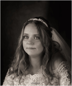 black and white portrait of a bride South Wales